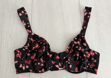 Vintage Victoria's Secret Second Skin Satin Bra 36C Black Pink Butterfly Hearts