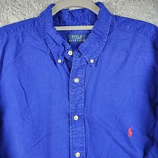 Polo Ralph Lauren Shirt Mens 2XB Big Blue Button Down Long Sleeve Pony Logo