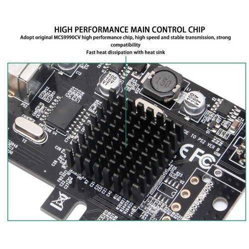 Carte Adaptateur PCIe vers PS/2 MCS9990CV Puce Intégrée USB2.0 Pin PCIe vers 2 Ports FG - Photo 18/23