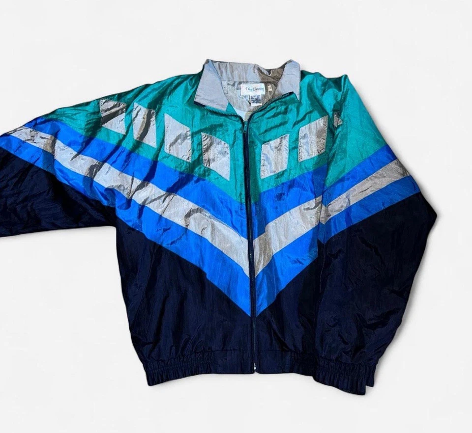 Chaqueta cortavientos vintage años 90 Oleg Cassini para hombre talla L Foto 3 de 4