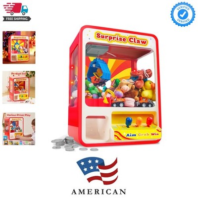 Claw Machine Arcade Toy with LED Light & Adjustable Sound, Rechargable Dispen...