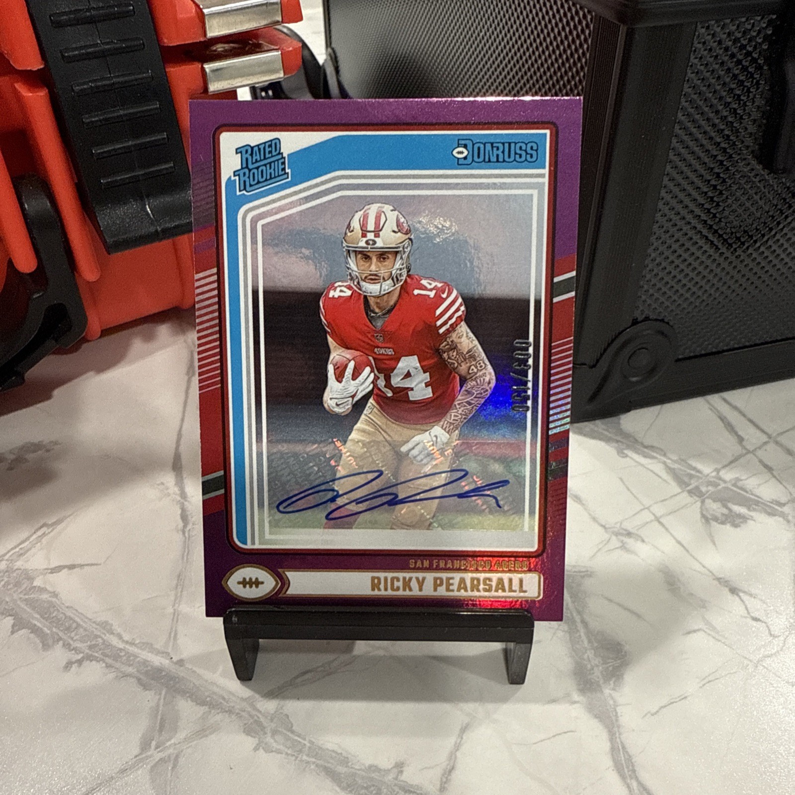 2024 Panini Donruss Rated Rookie RC Ricky Pearsall Purple 003/150 Auto 49ers NFL