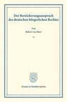 Der Bereicherungsanspruch Robert Von Mayr