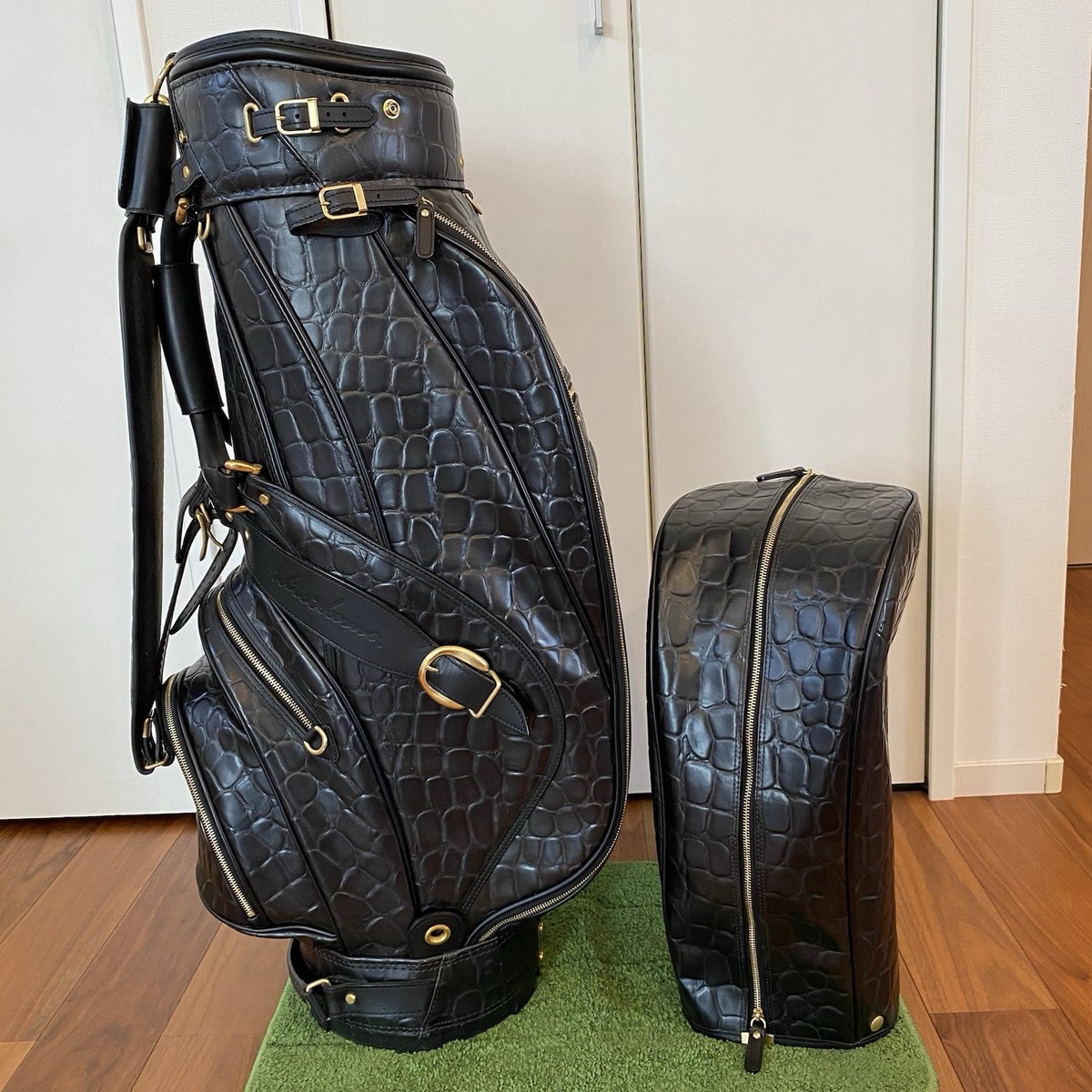 Hiro Honma Vintage Black Full Genuine Leather cart bag golf bag