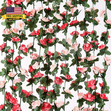2 Pcs 16.5Ft Flower Garland Rose Vines, Pink Floral Garland Flower Vines ⭐️⭐️⭐️⭐