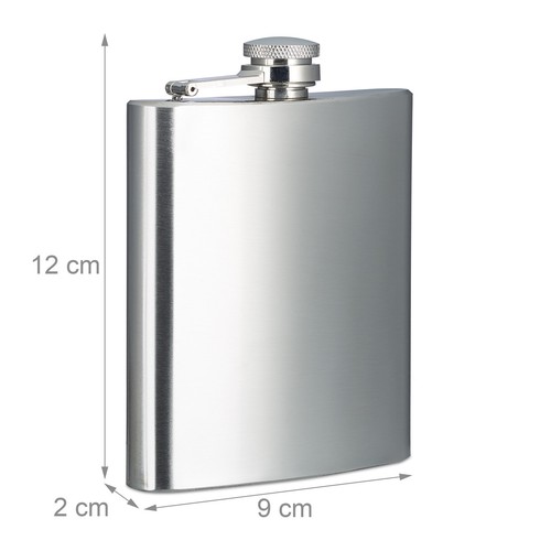 Flachmann Taschenflasche Edelstahl Kunstleder Flasche leicht silber 5 Stück - Bild 3 von 7