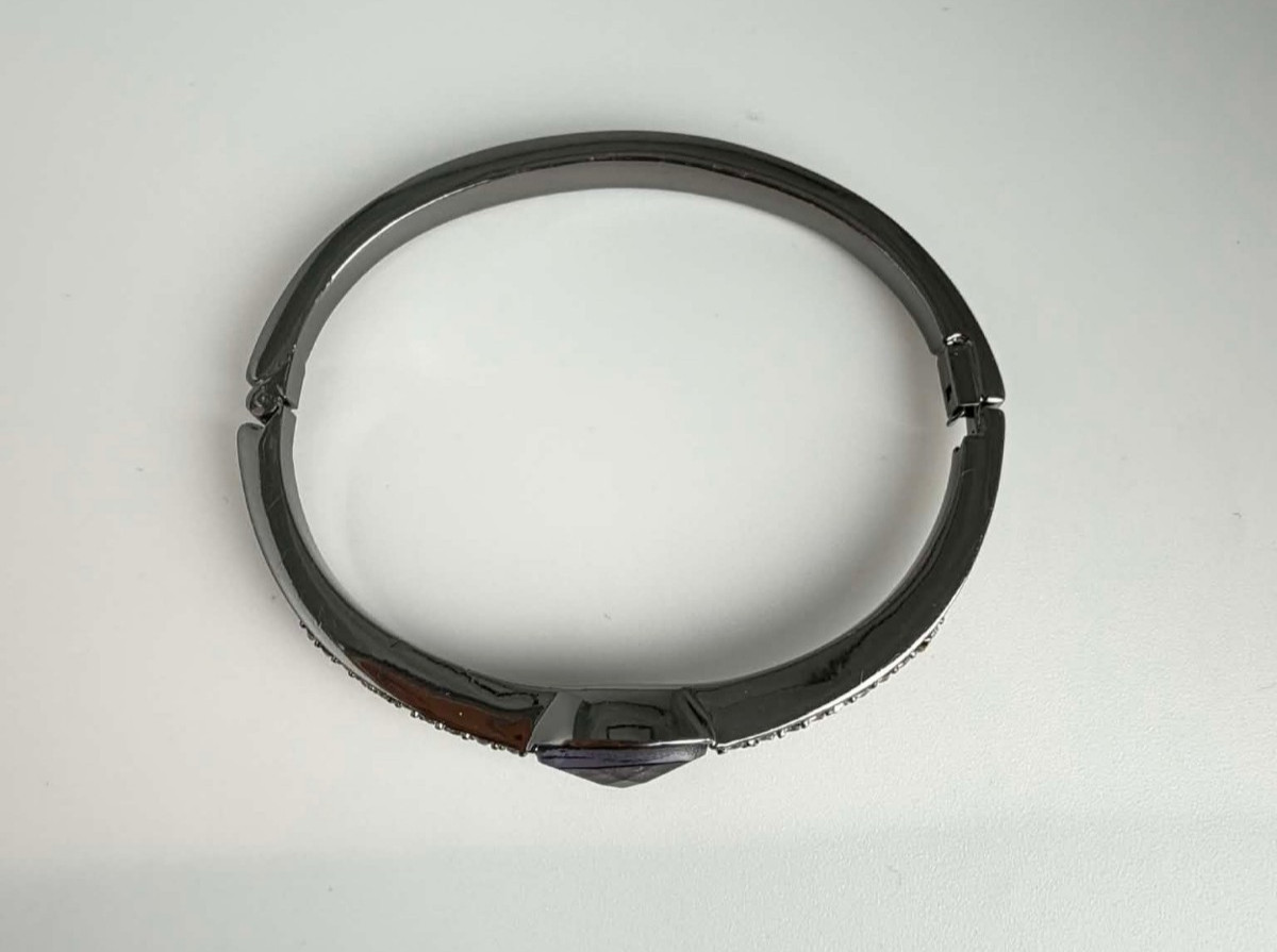 Givenchy Gunmetal Hinged Bangle Bracelet Purple S… - image 5
