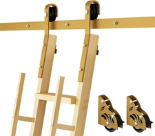 16FT Sliding Library Ladder Hardware Kit, Rolling Track System with Braking Floo