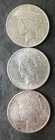 1922, 1923, and 1923 $1 Peace Silver Dollars