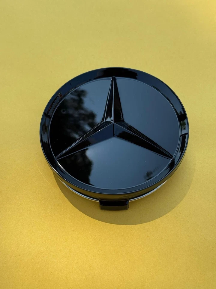4x Mercedes Benz Center Caps All Glossy Black 2.95Inch/75mm Fits Most Models US - Image 4 of 4