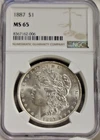 1887 US Morgan Silver Dollar $1 NGC MS65