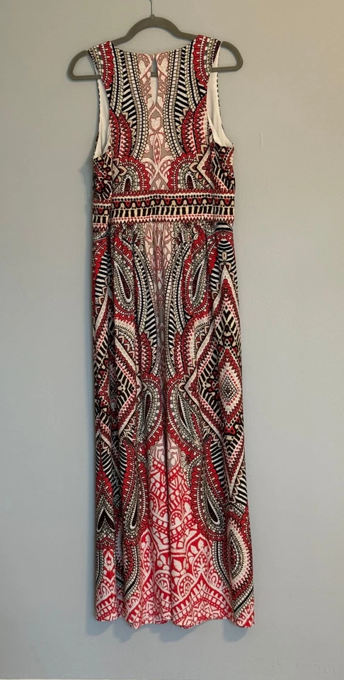 VESTIDO MAXI MUJER LONDON TIMES.TALLA: 1X SIN MANGAS CUELLO REDONDO GEOMÉTRICO ELÁSTICO Foto 4 de 4