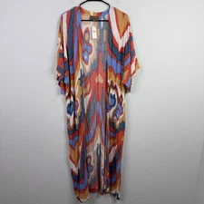 Bel Kazan Cardigan OS Kyra Kaftan Abstract Ikat Duster Boho Festival Coastal