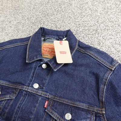 NEW Levis Jacket Mens M Dark Blue Denim Type 3 Western Cowboy Trucker Work Coat