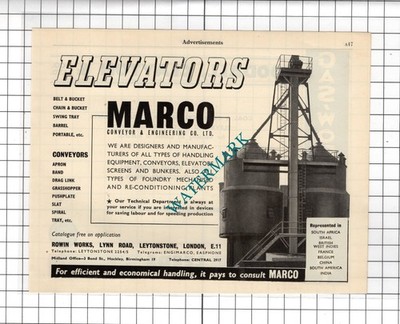 Marco Conveyor & Engineering Co Ltd London / Goodall Clayton Leeds - 1951 Anzeige