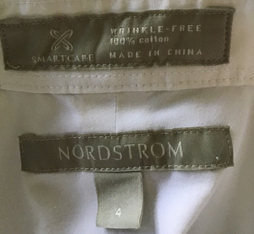 Nordstrom Boys Sz 4 Cotton White Long Sleeve Dress Shirt PRISTINE - Picture 3 of 3