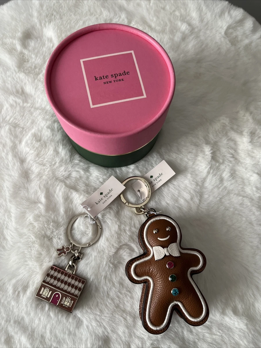 NWT Kate Spade Gingerbread Man Key Fob & Gingerbread House Keychain Set  Incl Box