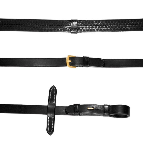 Leather & Rubber Grip Reins (Flat) - Black & Brown (Brass Fittings) - Picture 3 of 8