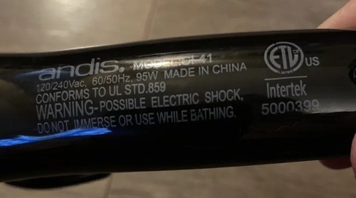 Andis #30265 1/4” Ceramic Professional Curling Iron 450F Auto Shut-Off 120/240V - Picture 14 of 14