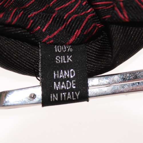 Paolo Albizzati NWT Neck Tie in Black with Red Abstract Lines 100% Silk - Picture 10 of 10