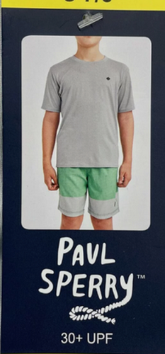 PAUL SPERRY Boys 2PC Swim Set 30+ UPF Quick Dry Active Stretch(GREY/MULTI M)NWT - Picture 3 of 7