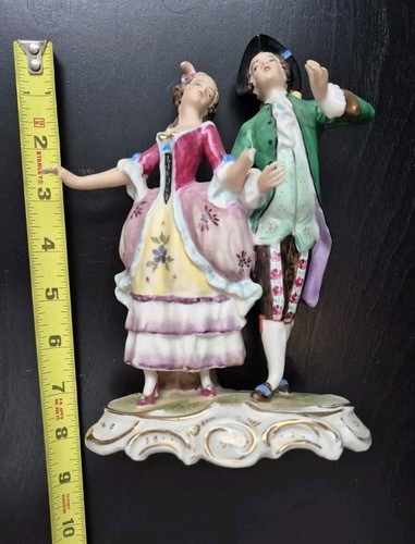 Antique Dresden Porcelain Dancing Couple Figurine ~8" hand and finger chips - Picture 8 of 8