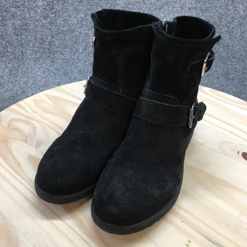 Steve Madden Boots Womens 10 Alick Biker Black Suede Leather Ankle Top Casual - Picture 3 of 16