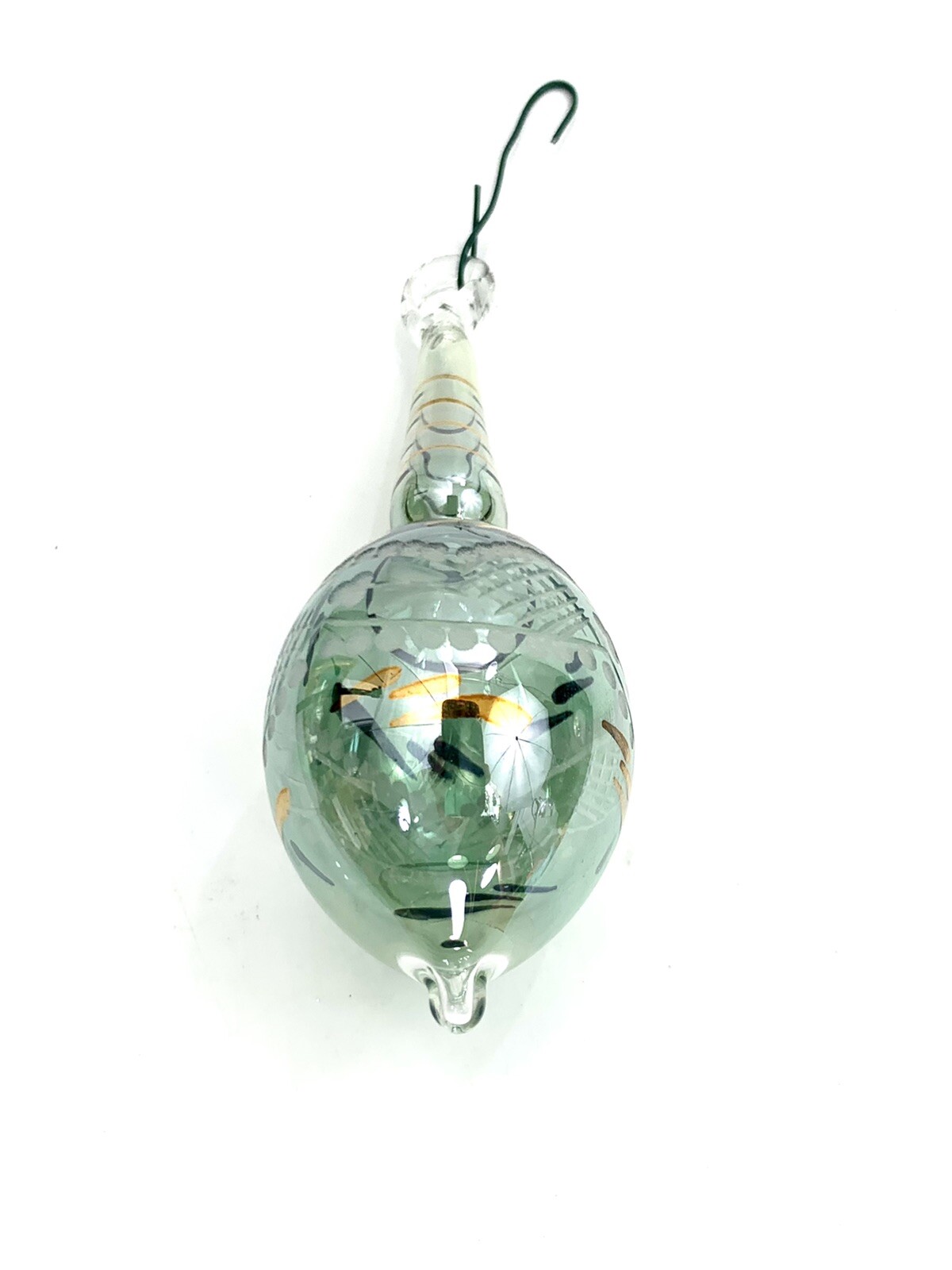 Blown Glass Ornament Green Drop Christmas Tree Decor eBay