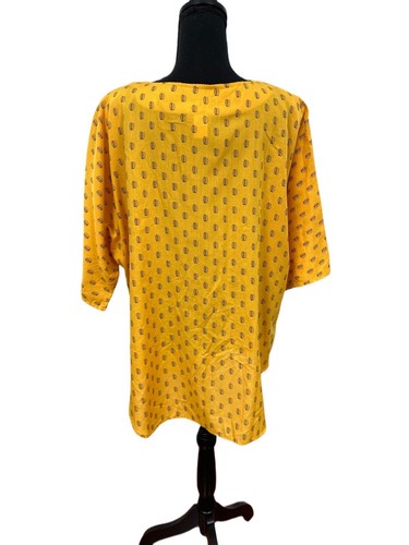 Vtg Woman SZ 42/22W Mustard Tunic Double Buttons Shoulder Pads Lightweight - Picture 2 of 7