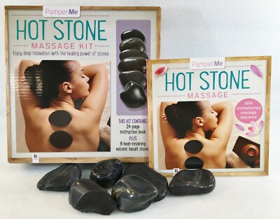 Pamper Me HOT Stone Massage Kit 6 Heat Retaining Stones 24 Page Book Techniques