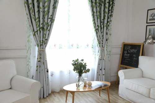 Bedroom Blackout Curtain Set Room Darkening Fabric Sheer Bird in Forest 1 Piece - Picture 7 of 14