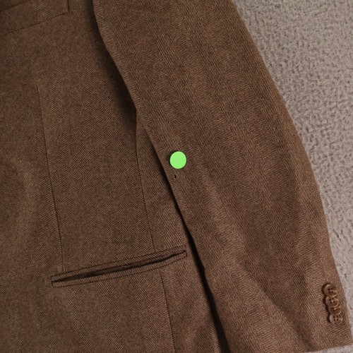Tweed Jacket M Brown Herringbone Check 100% Wool Cashmere Flannel Blazer 40R - Picture 7 of 19