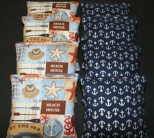 BEACH LAKE HOUSE Nautical ANCHOR Fabric 8ACA Regulation Corn Hole Game Bags