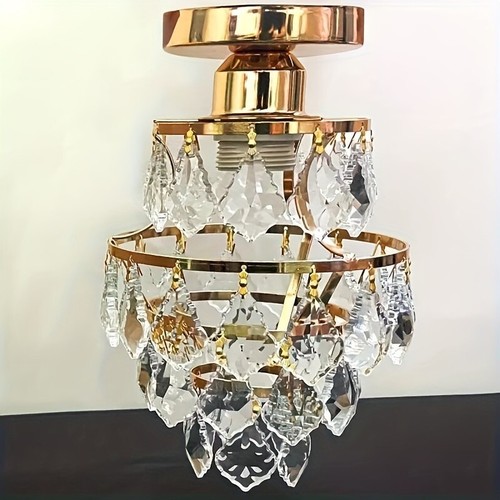 Il Piccolo Lampadario a Soffitto Argento Incorporato Moderno Mini Cristallo Luce per Casa - Foto 5 di 6