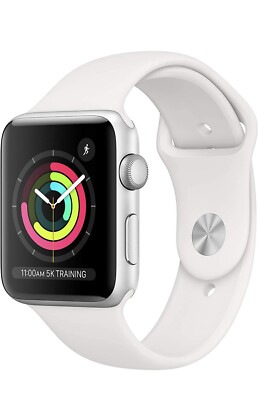 Apple MTGR2LL/A Series 3 42mm Smartwatch - Silver Aluminum Case/White Sport Band