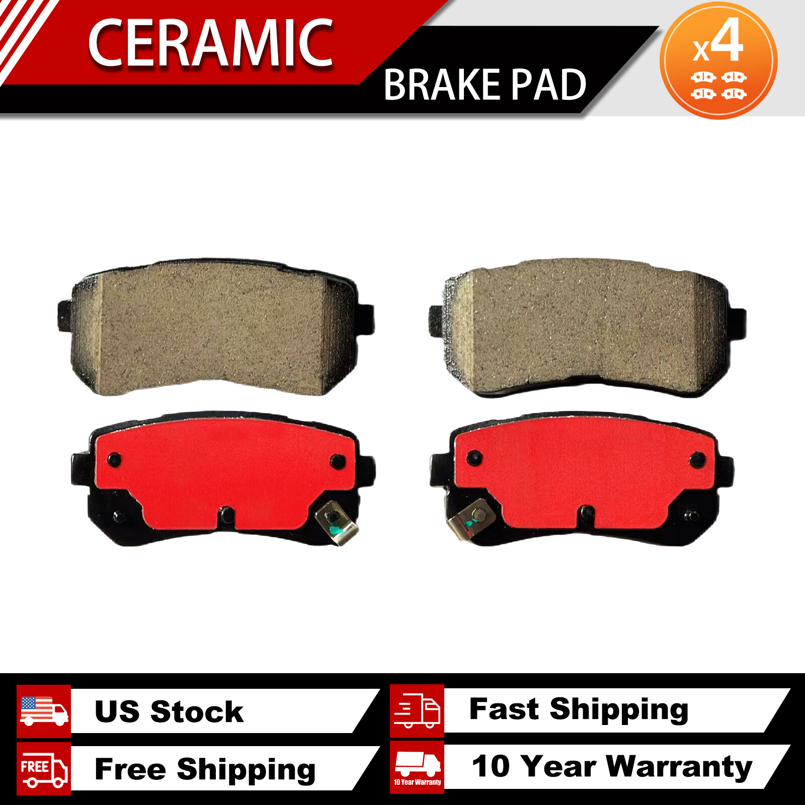 Rear Ceramic Brake Pads D2188 Fit for Hyundai Kona 2018-2023
