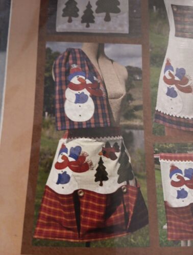 The Wooden Bear Quilt Designs Just Two Tea Towels Snowman Set Apron Short & Long - Imagen 6 de 6