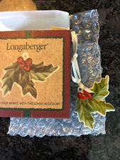 Vintage Longaberger 2001 Tie On Ornamnet NIB Holly Leaf