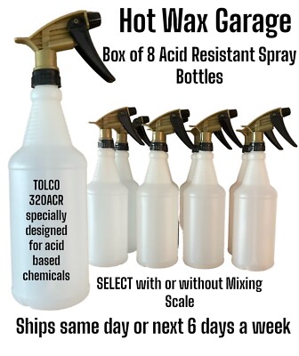 Acid Resistant Trigger Sprayer Chemical Resistant 32oz Plastic Spray Bottle 8-Pk