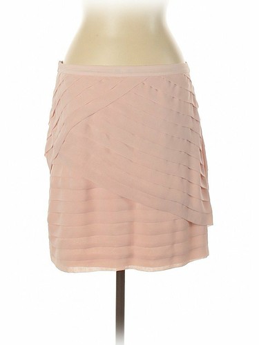 New York and Company Size 12 Chiffon upper layer tiered lined skirt peach color - Picture 2 of 5