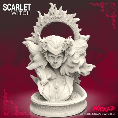 3D gedruckt 16K MARVEL WICKED - Scarlet Witch Büste Fan Made 1:4 Scale