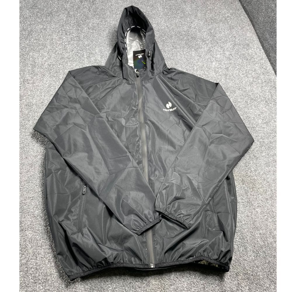 Hotsuit Men's Black Raincoat Tracksuit Waterproof Zip Closure Hooded Size L