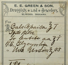 Antique Drugstore Pharmacy Prescription EE Green Jewelers Elwood Indiana History