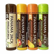 Panama Jack Sunscreen Lip Balm - SPF 45, Flavor Pack, Broad Spectrum UVA-UVB