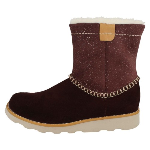 Girls Clarks Crown Piper Suede Leather Winter Boots F & G Fittings - Picture 21 of 31