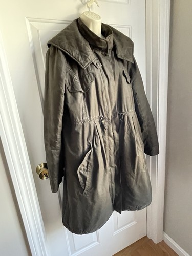 French Connection Parka Cappotto con Cappuccio Marrone Lungo Taglia 12 Cappuccio Rimovibile Full Zip - Foto 4 di 11