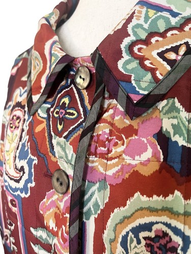 Wearable Art To Wear Reversible Silk Jacket 1X Paisley Floral Abstract Artsy - Picture 4 of 13