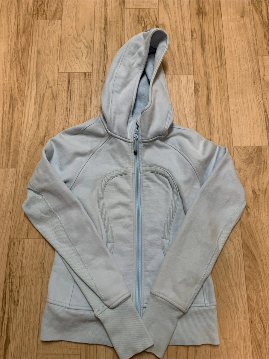 LULULEMON Scuba Hoodie Jacket Womens Size ? Light Blue Full Zip Thumb Holes