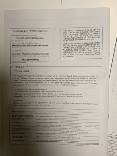 Bedienungsanleitung Tascam DA 30 MKII Service Manual Deutsch & Englisch DAT REC - Bild 8 von 8