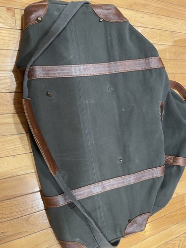 vintage Africa Inscribed Luxury Safari duffle bag sportsman LEATHER brown CANVAS - Picture 7 of 10
